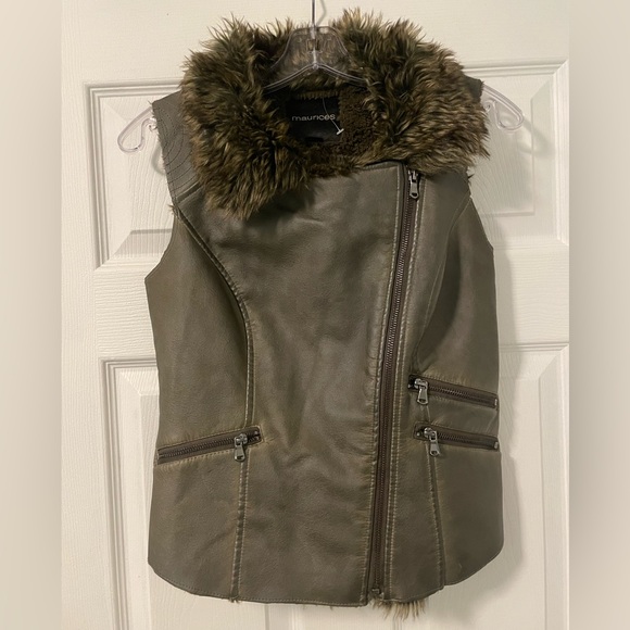 leather/ faux fur vest - Picture 1 of 12
